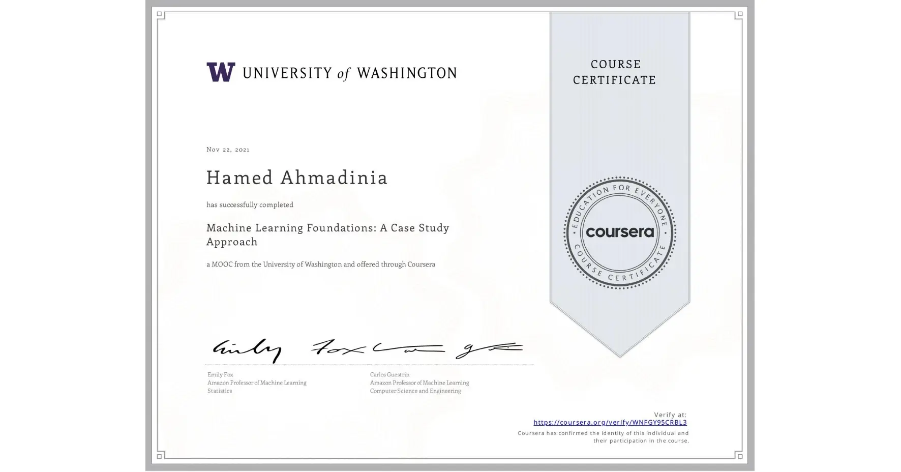 Machine Learning Foundations: A Case Study Approach