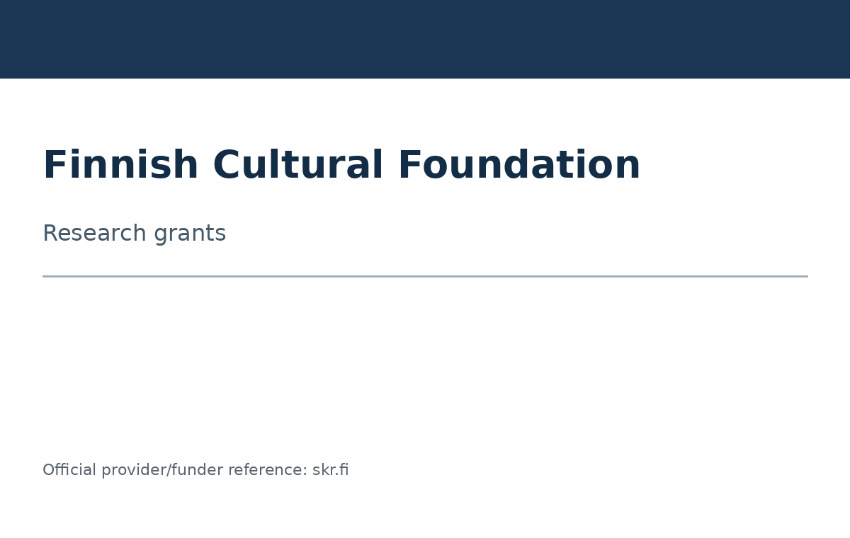 Finnish Cultural Foundation – Huhtamäki Fund Postdoctoral Research Grant