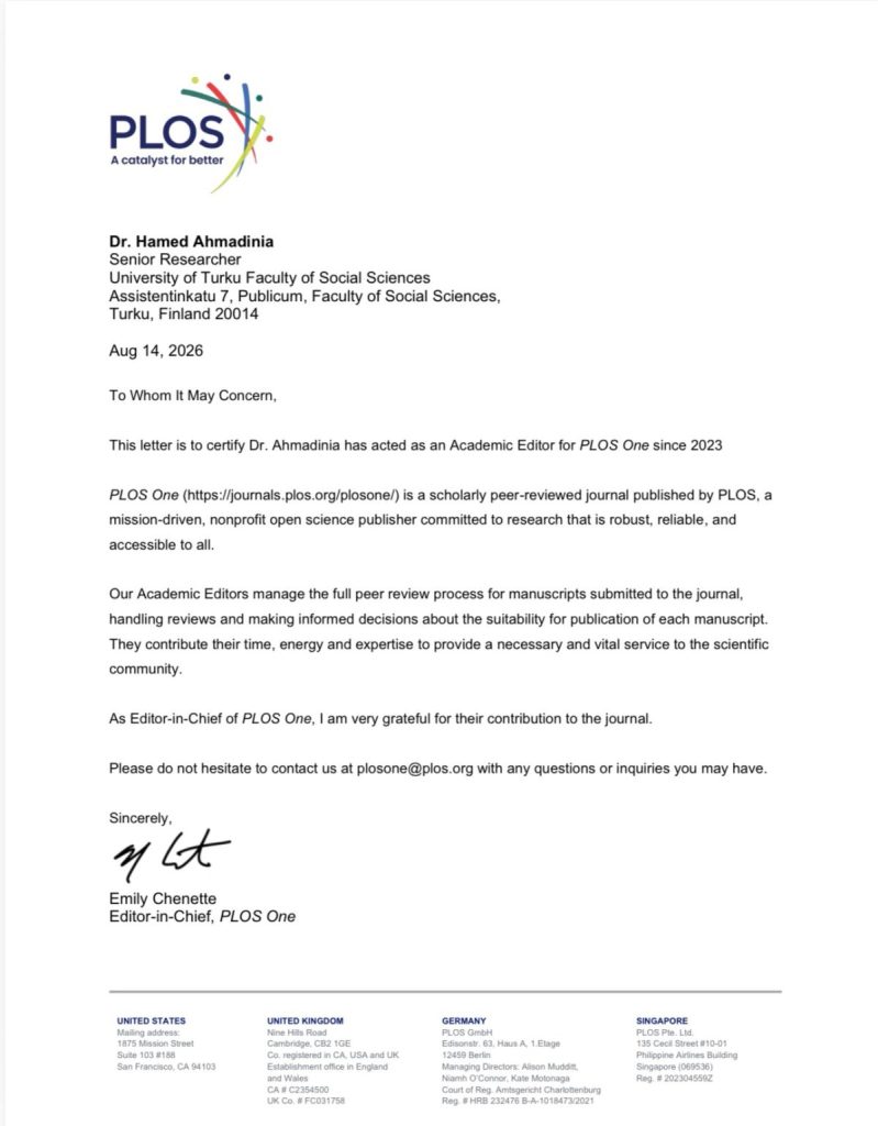 Visual for My final editorial assignment as an Academic Editor for PLOS One